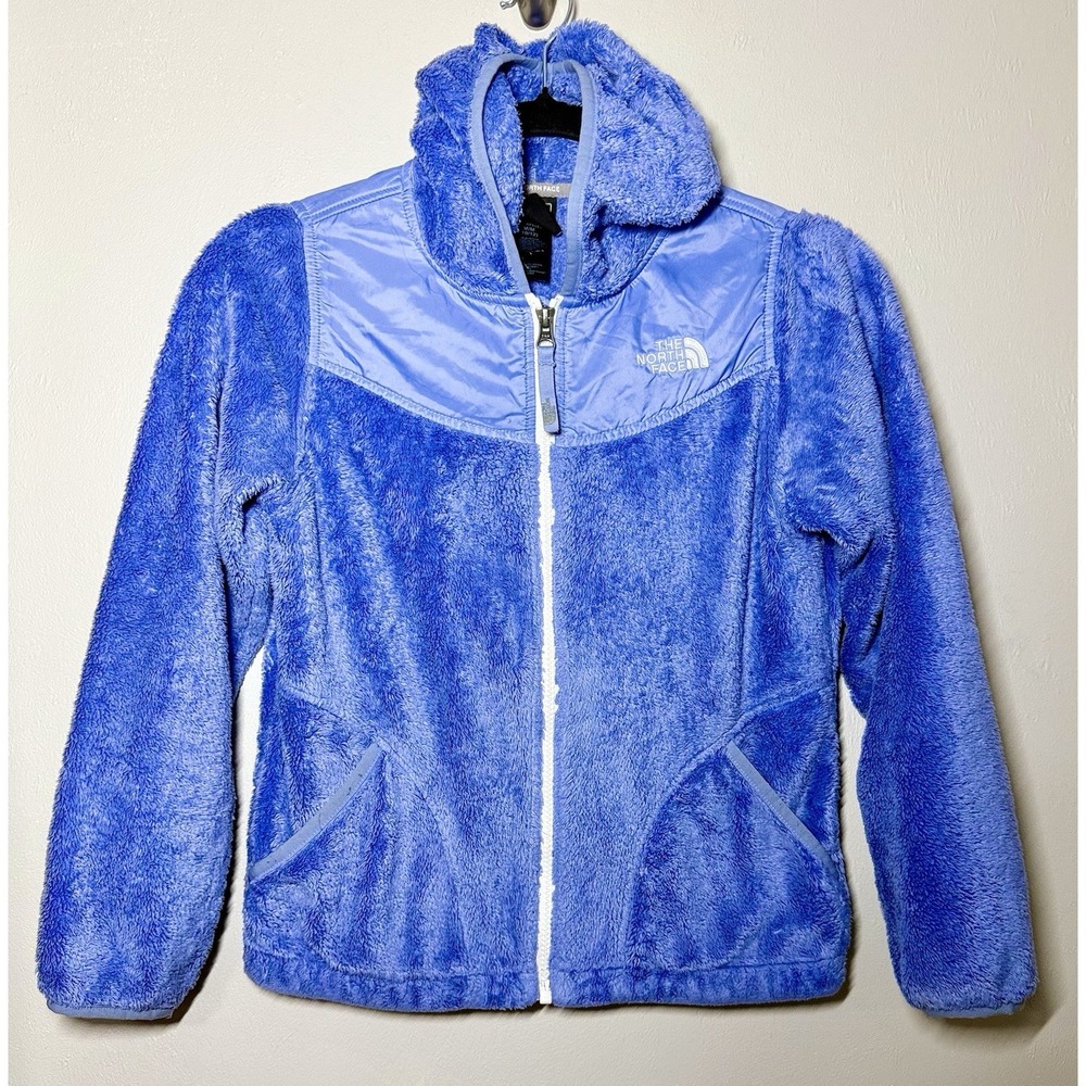 The North Face Oso Jacket Kids Size M (10/12) Purple Soft Fleece Hooded Full Zip